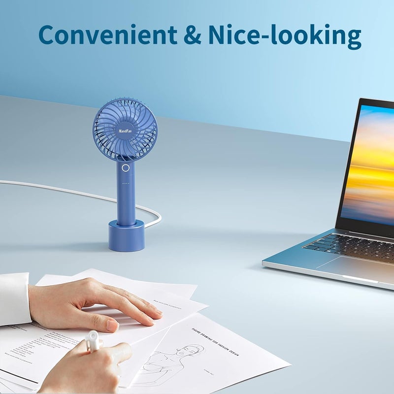 HandFan Portable Handheld Fan, Small Personal Hand Fan, Electric Mini Cooling Fans, USB Rechargeable Desk Fans for Travel Beach Makeup Office Disney, Gifts for Women(Royal Blue) - Image 5